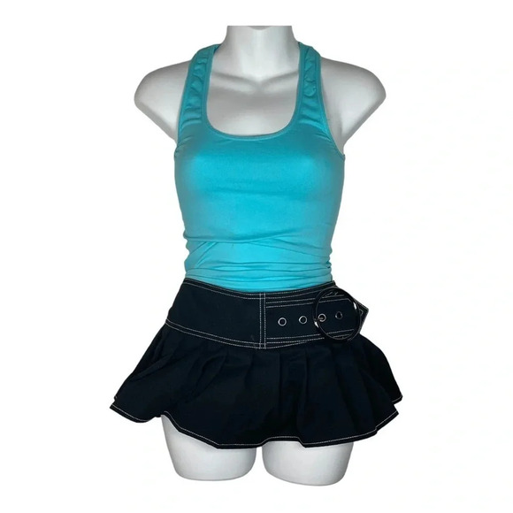 Women's‎ Y2K Buckle Belted Low Waist Pleated Short Skirt - Picture 1 of 9
